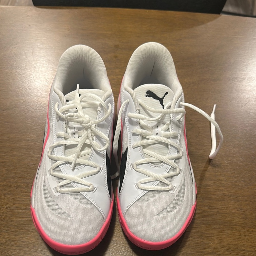 Puma  Basketball White Pink Athletic Sneakers Breathable Design
